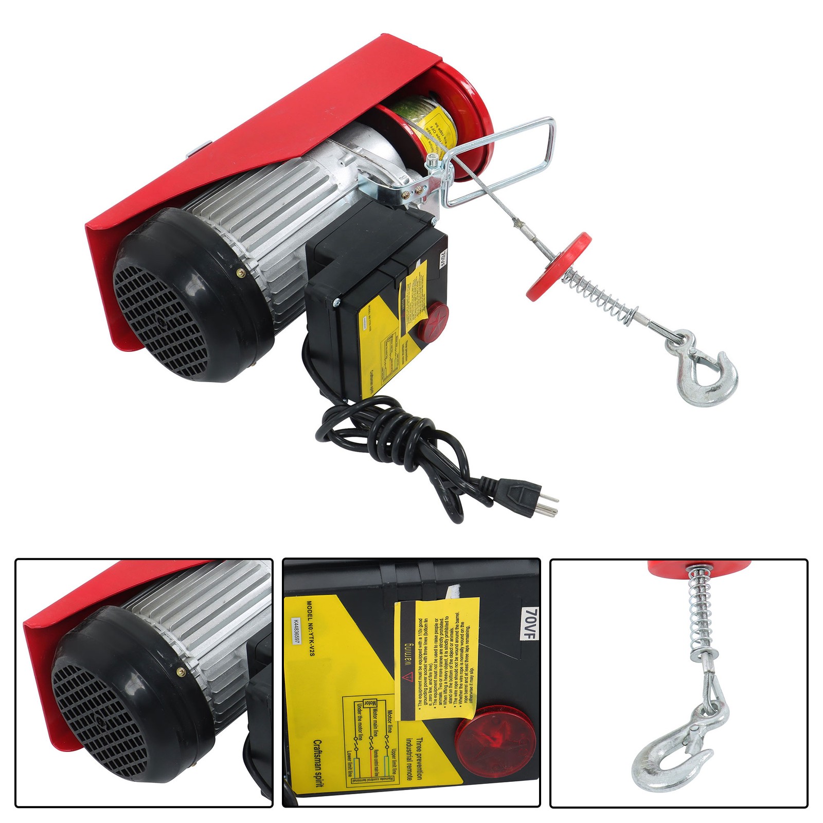 1320lbs Mini Electric Hoist PA600 & Wireless Remote Control 110V Height 20-40ft