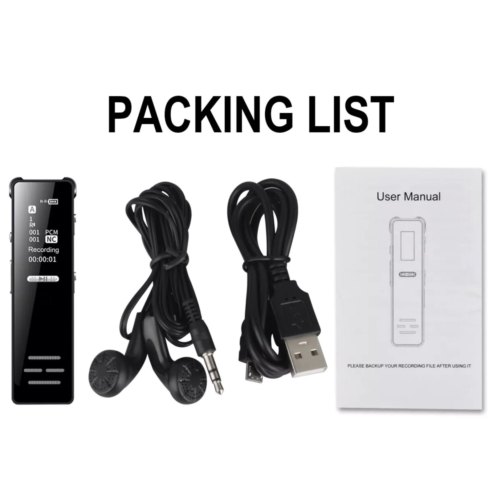 128GB Voice Recorder with OLED Screen – HD Voice Activated Recorder & MP3 Player