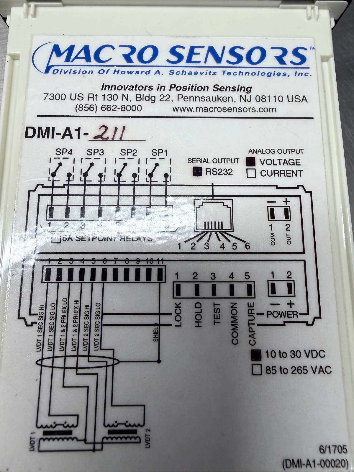 MACRO SENSORS DMI-A1-211 DMI-A1 AC LVDT INDICATOR USED