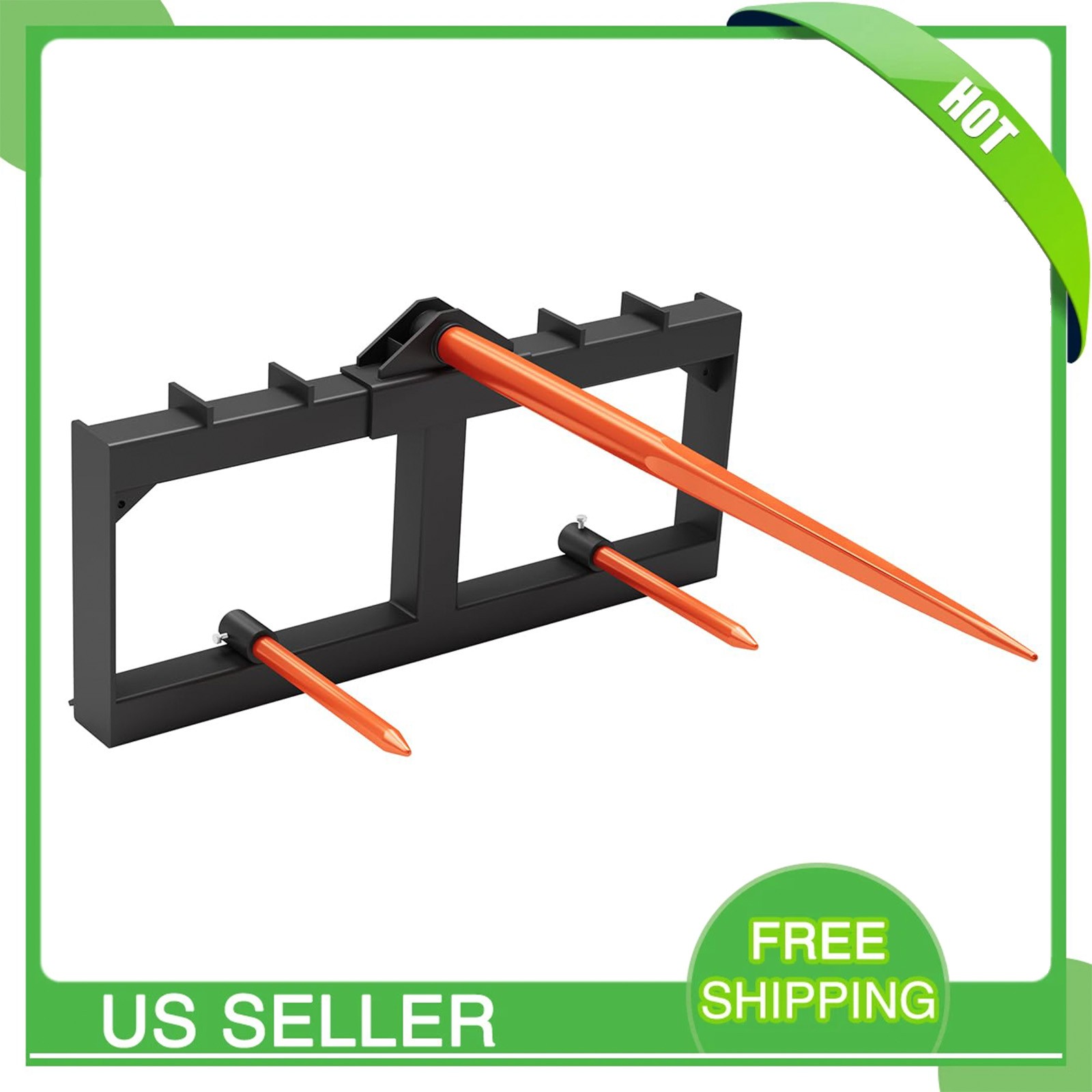 49″ Hay Spear Attachment 3000LBS Quick Attach with Hay Spear & Stabilizer Spears