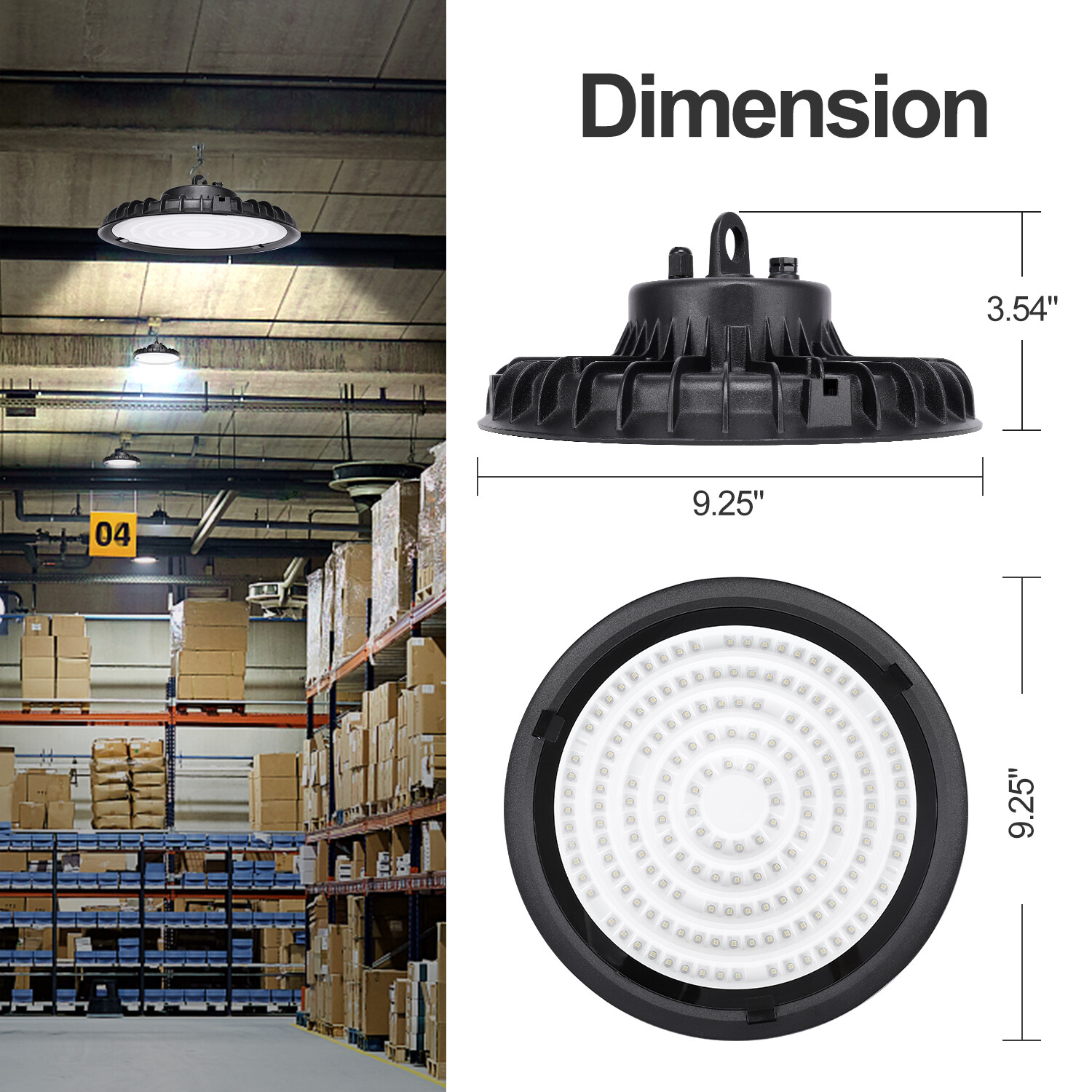 Led UFO High Bay Lights 100W 6000K with 5′ UL Cable Stadium Warehouse Shop Light