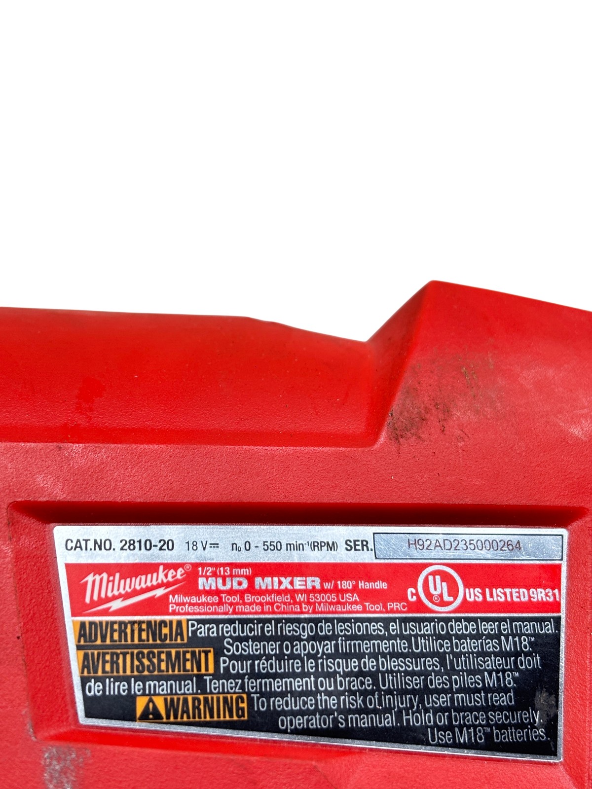 Milwaukee 2810-20 M18 FUEL Brushless Cordless 1/2″ Mud Mixer/6Ah Battery