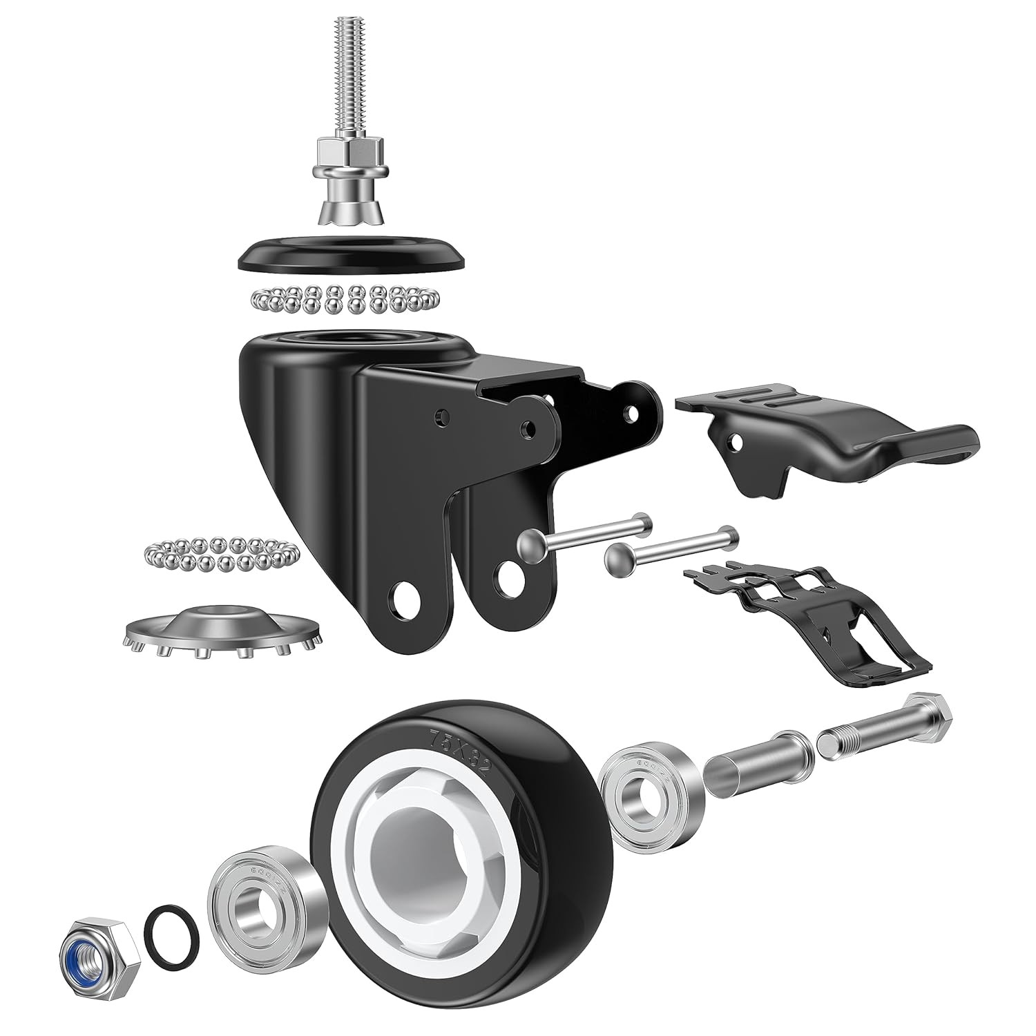 3 Inch Stem Casters Swivel Stem Mount Industrial Castors with Imperial Size Thre