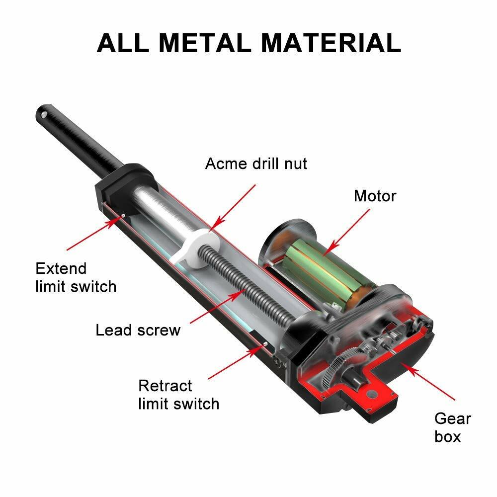 DC 12V 3000N 660lbs Linear Actuator Heavy Duty Stroke 2″~40″ 1000MM Waterproof
