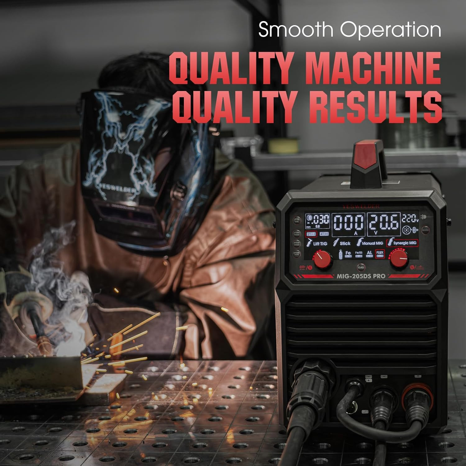 200Amp 110/220V Dual Voltage MIG Welding Machine, 5 in 1 Gas Mig/Flux Core Mig/S