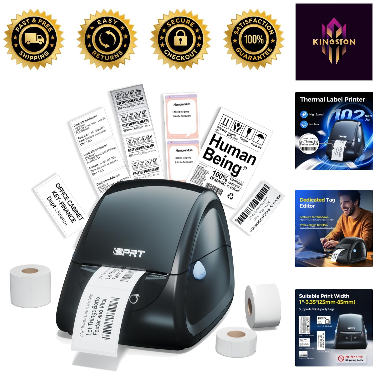 Compact SP310 Label Maker for 1″-3.35″ Labels | Compatible with All Major OS