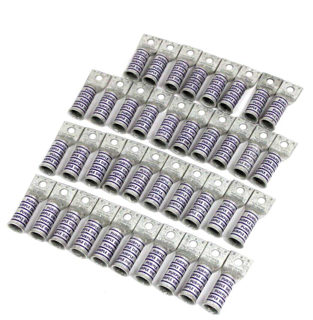NEW LOT OF 38 BURNDY YAZV-TC-FXB TERMINAL LUGS PURPLE DIE 15 YAZVTCFXB