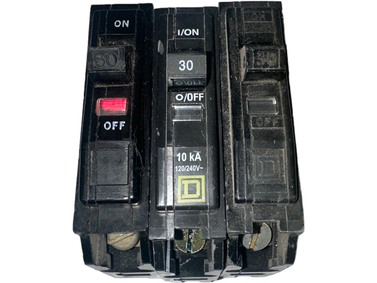 Square D QO 30A Circuit Breaker Lot of 3 QO130 1 Pole 120/240V Plug-In