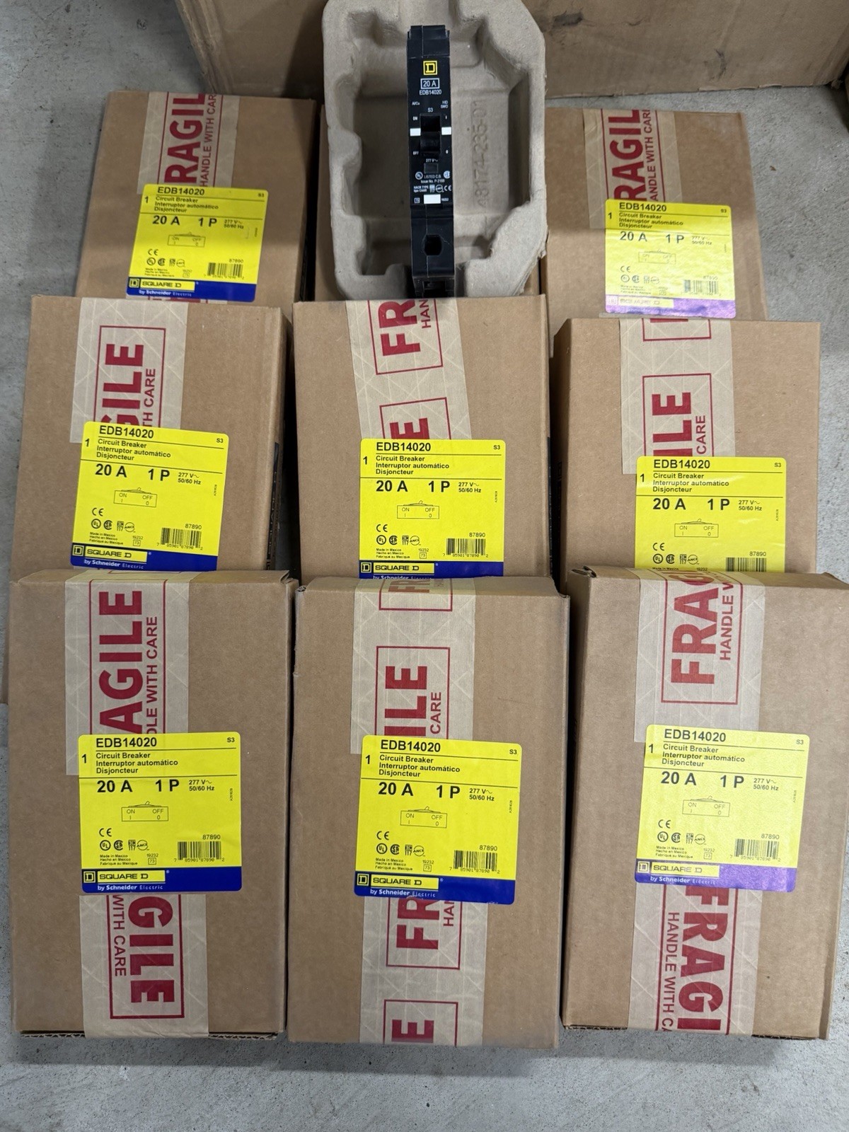 Square D Schneider Electric EDB14020 Single Pole 20 Amp Breaker 277 Volt *NIB*