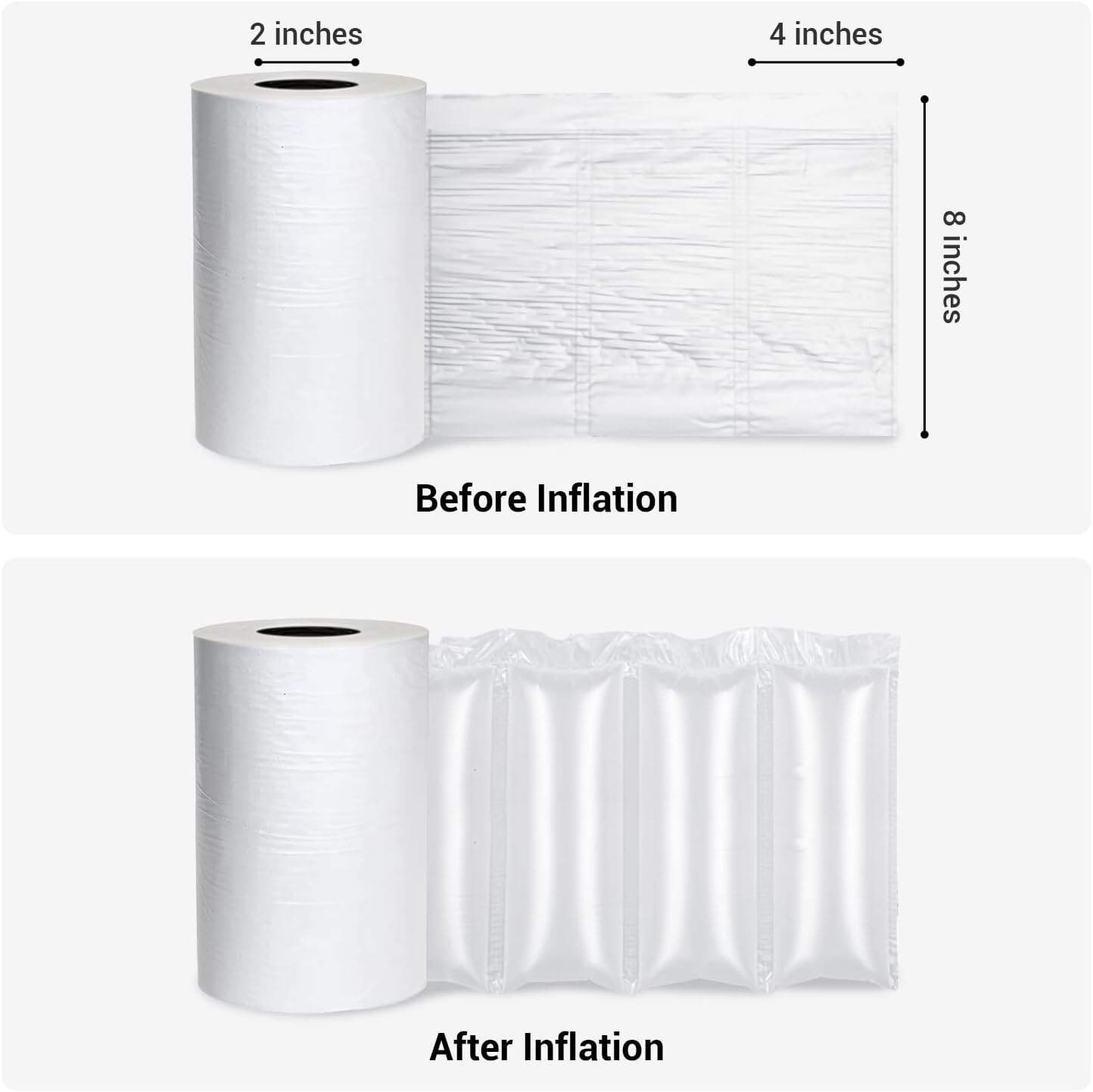 Air Pillow Film Bubble Cushion Roll Wrap Packaging 3000pc 984ft x 4″ x 8″