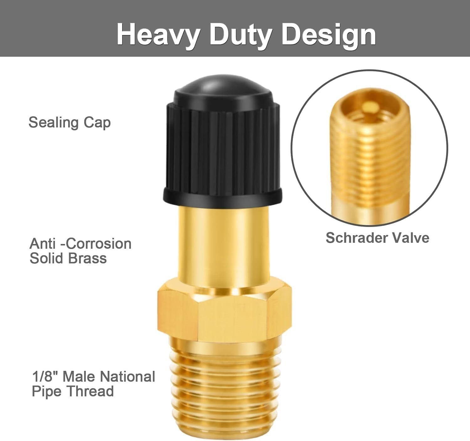 Versatile 1/8″ NPT Tank Valve – Brass Construction with Schrader Design (2-Pack)