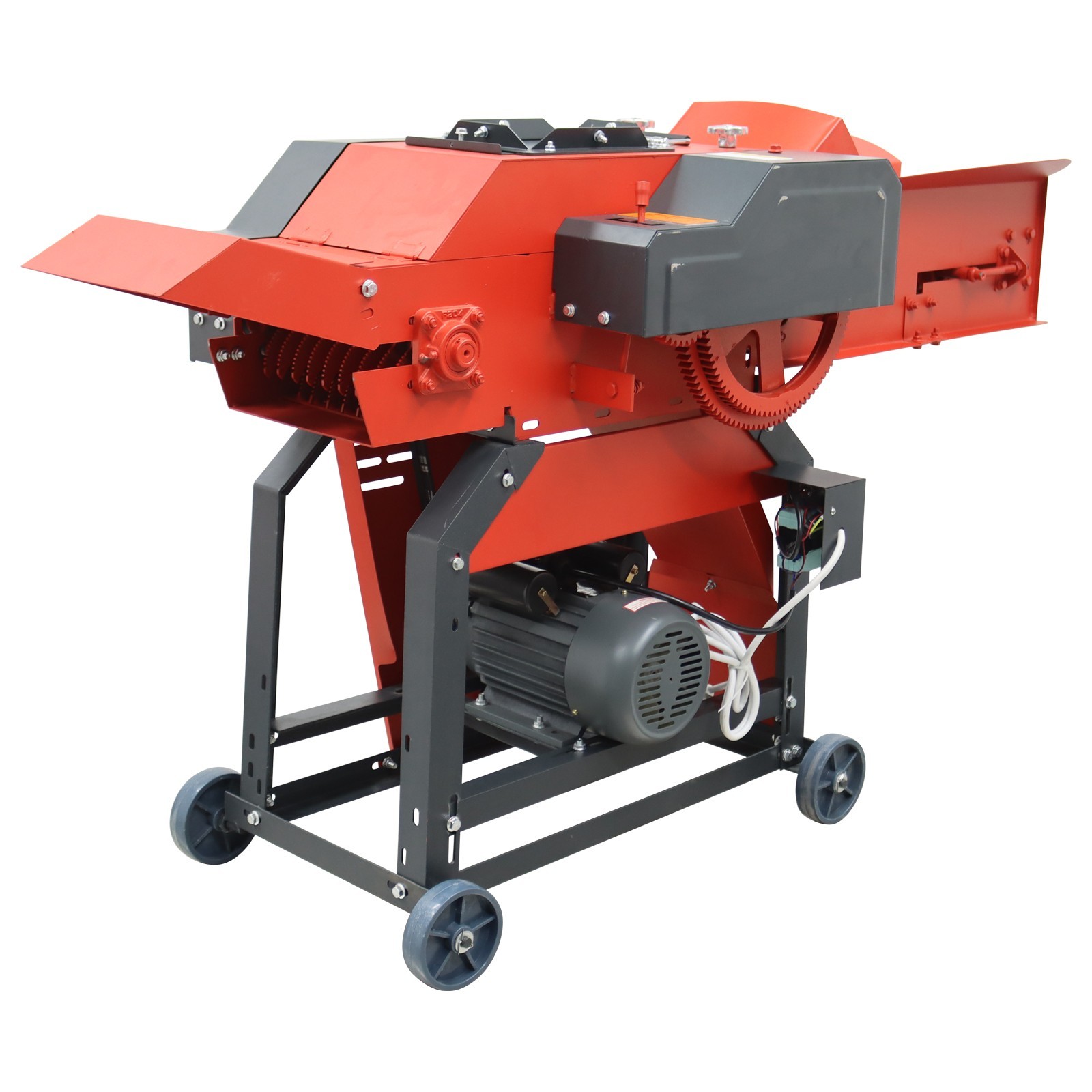 220V Hay Straw Grass Cutter Crusher Pulverizer with Conveyor for Automatic Feed