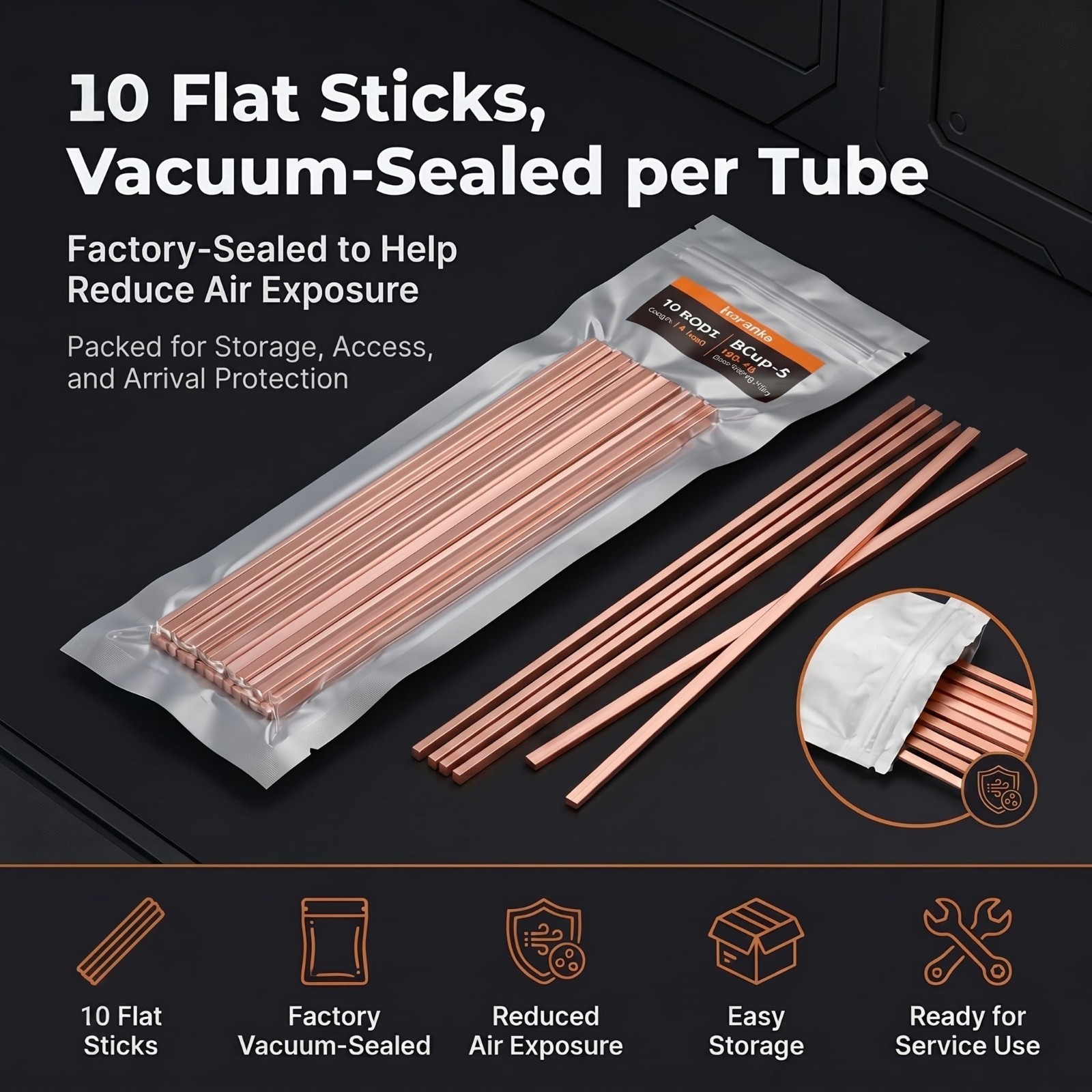 15% Silver Brazing Rods – 10 Flat Sticks 0.050″ x 1/8″ x 14″ for HVAC, AC, Refri