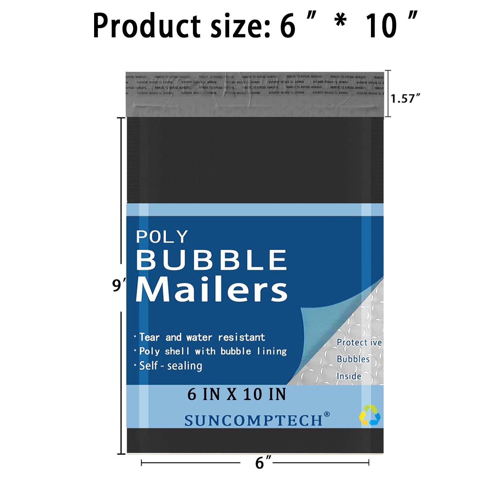 #0 6×10 ( 6×9 ) Poly Bubble Padded Envelopes Mailers Shipping Bag BLACK 100 PCS
