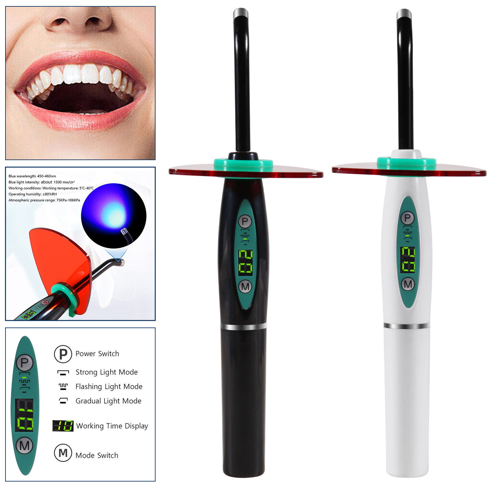 Dental Wireless Cordless LED Cure Curing Light Lamp 2000mw 5W Tool Resin Cure