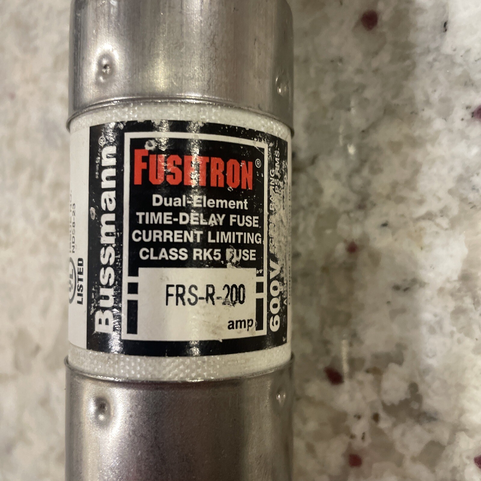 BUSSMAN FUSETRON FRS-R-200 DUAL ELEMENT TIME DELAY FUSE Class RK5 9 1/2″ LONG