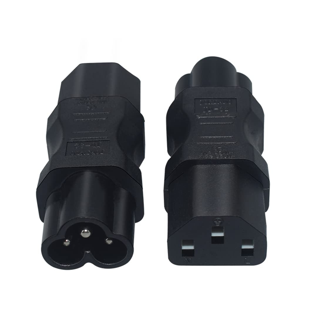 2 Pack IEC320 C6 To C13 Power Adapter 3 Pole Female To 3 Pin Male AC Plug