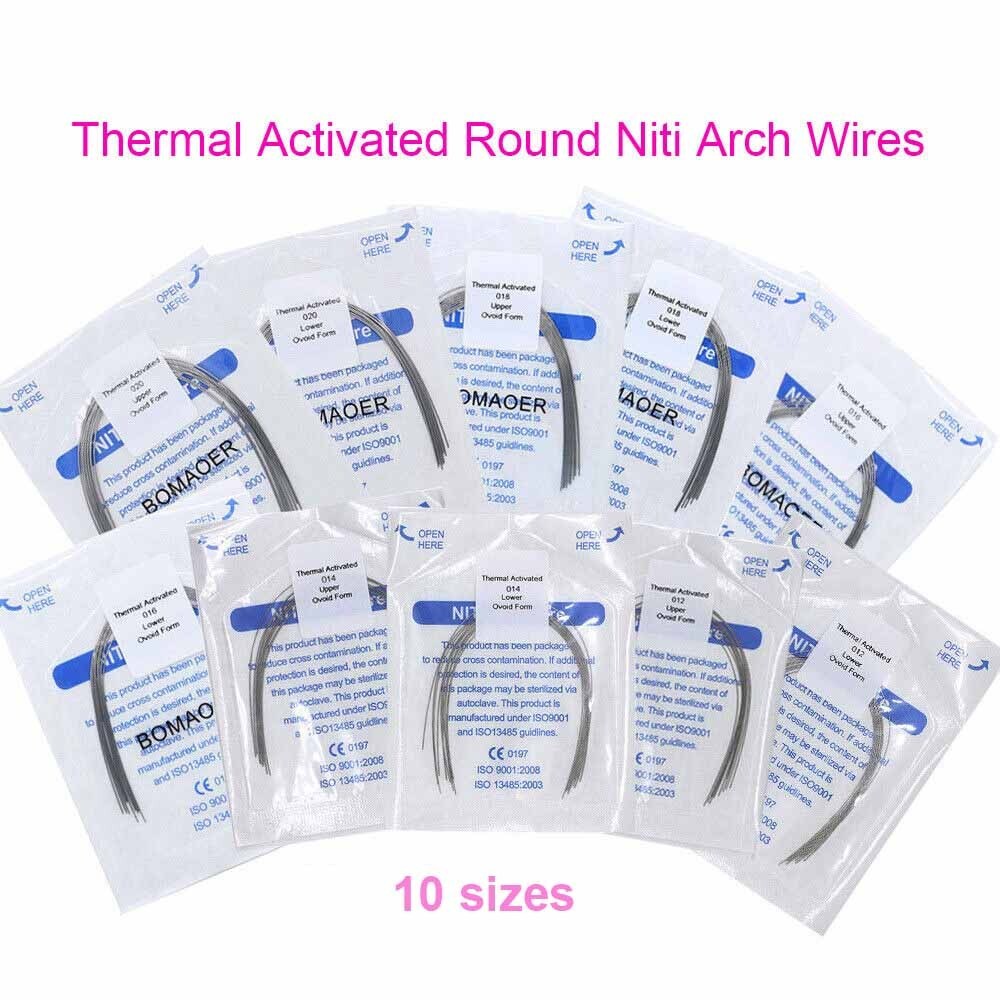 50×Dental Orthodontic Niti Thermal Activated Round Arch Wires Ovoid Form 10Sizes