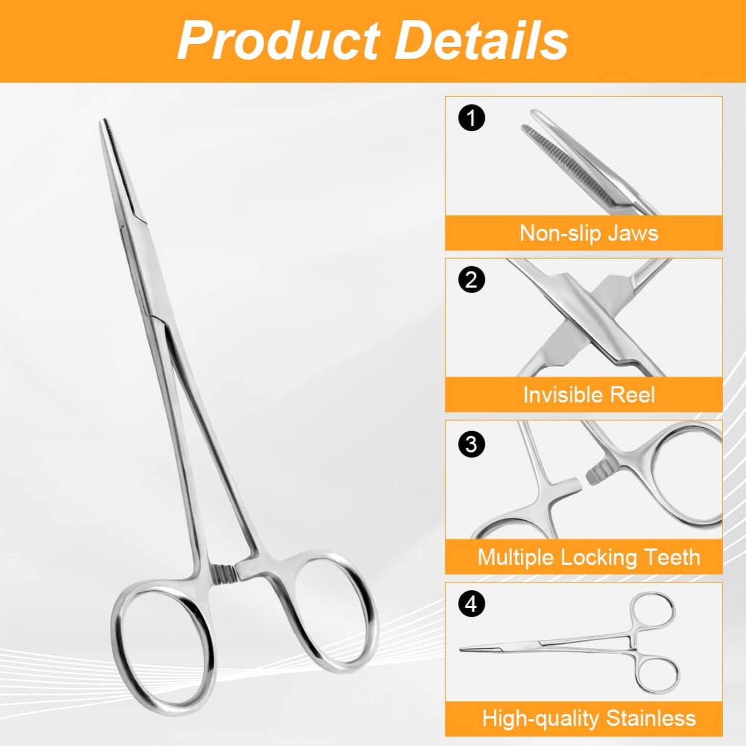Ainiv 2 PCS Hemostat Curved and Straight Self-Locking Fishing Forceps, 5″ | S…