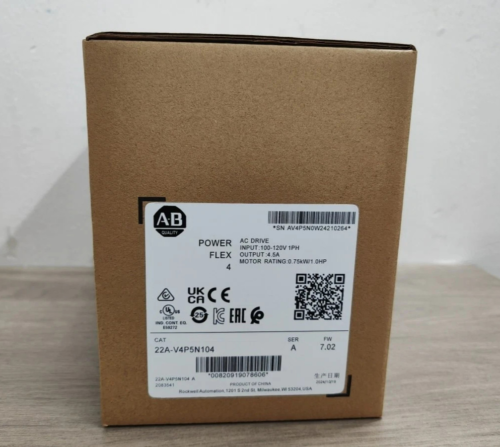 NEW Allen-Bradley 22A-V4P5N104 PowerFlex 4 0.75 kW (1 HP) AC Drive 22AV4P5N104