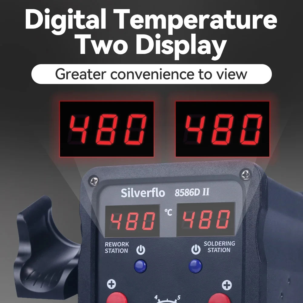 750W 8586D Solder Station 2 in 1 Soldering Iron Kit Hot Air Gun Rework station