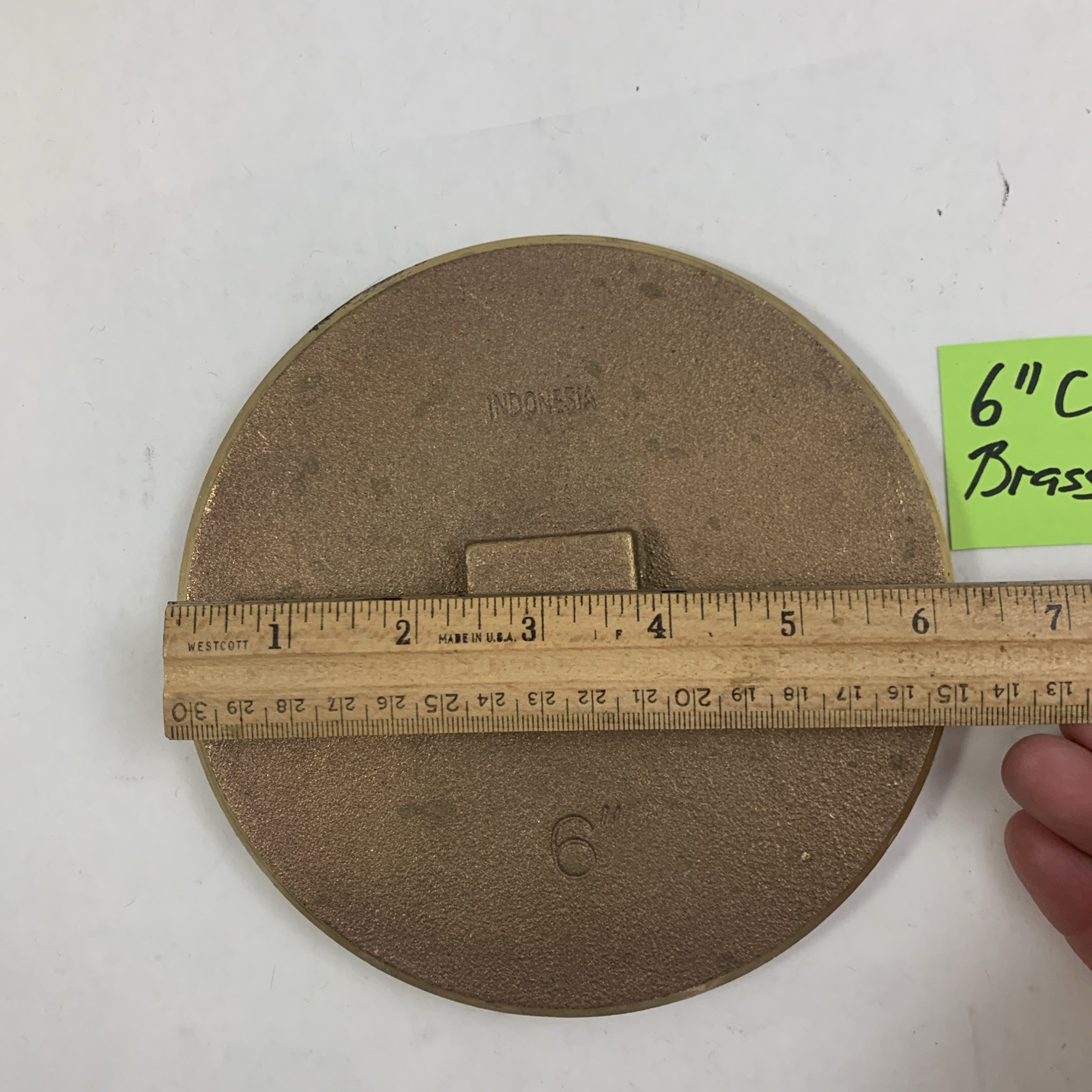 Raised Head Cleanout Plug 6 INCH Cap Brass Indonesia new Plumbing ABG#219A
