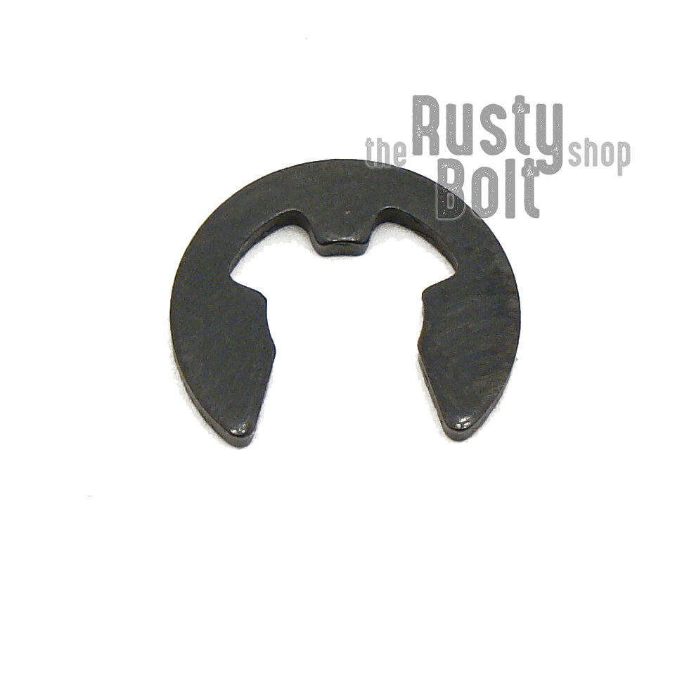 4mm E Clip, Black Steel, Circlip Side Mount, External Retaining Ring