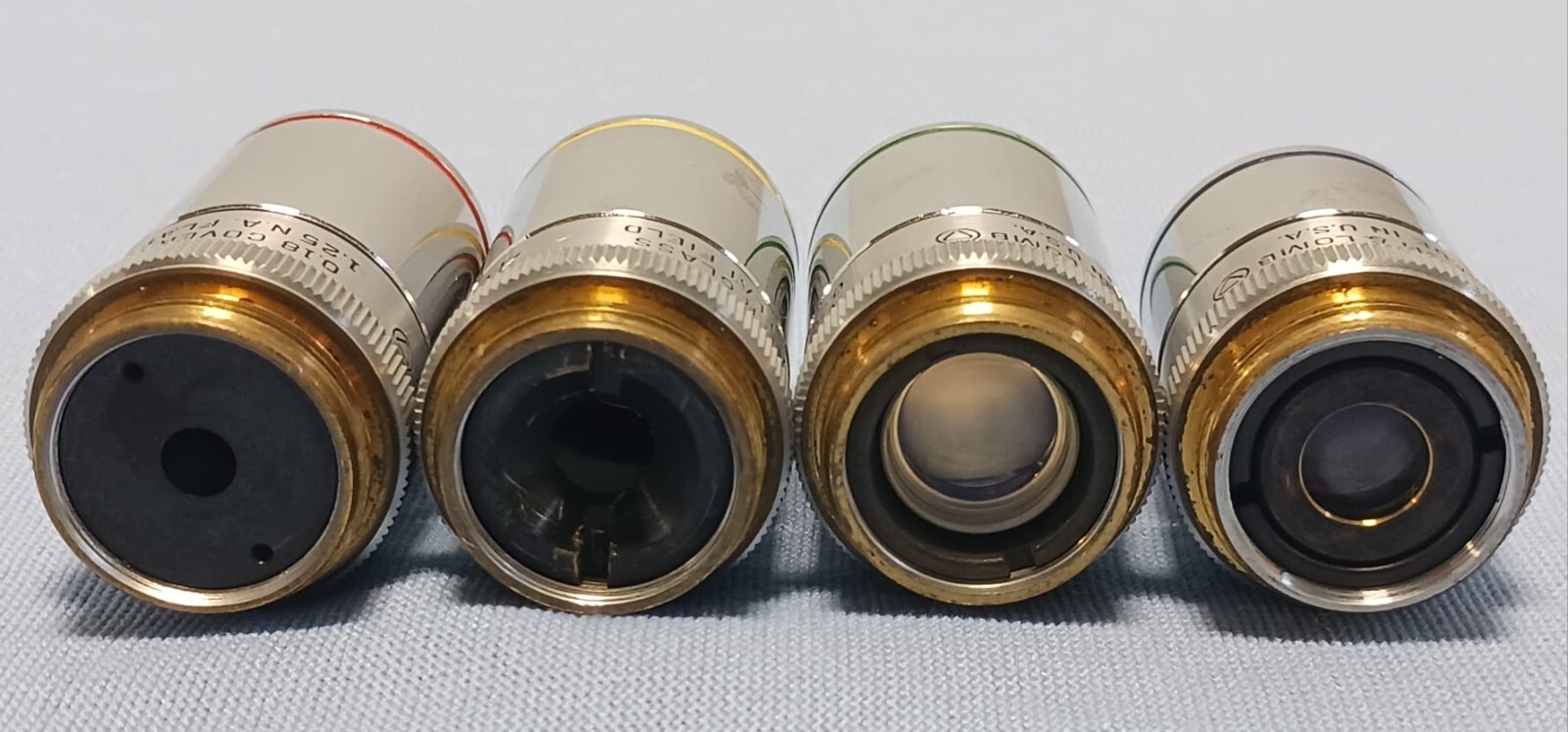 Bausch & Lomb 4X, 10X, 40X, 100X Oil Cover Glass 0.18 Microscope Objectives