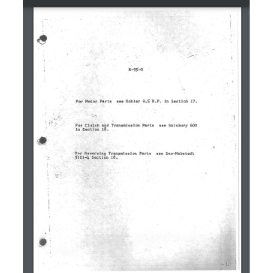 1964 Polaris K-95-G SNOWMOBILE Technical Parts List Manual 8 pages