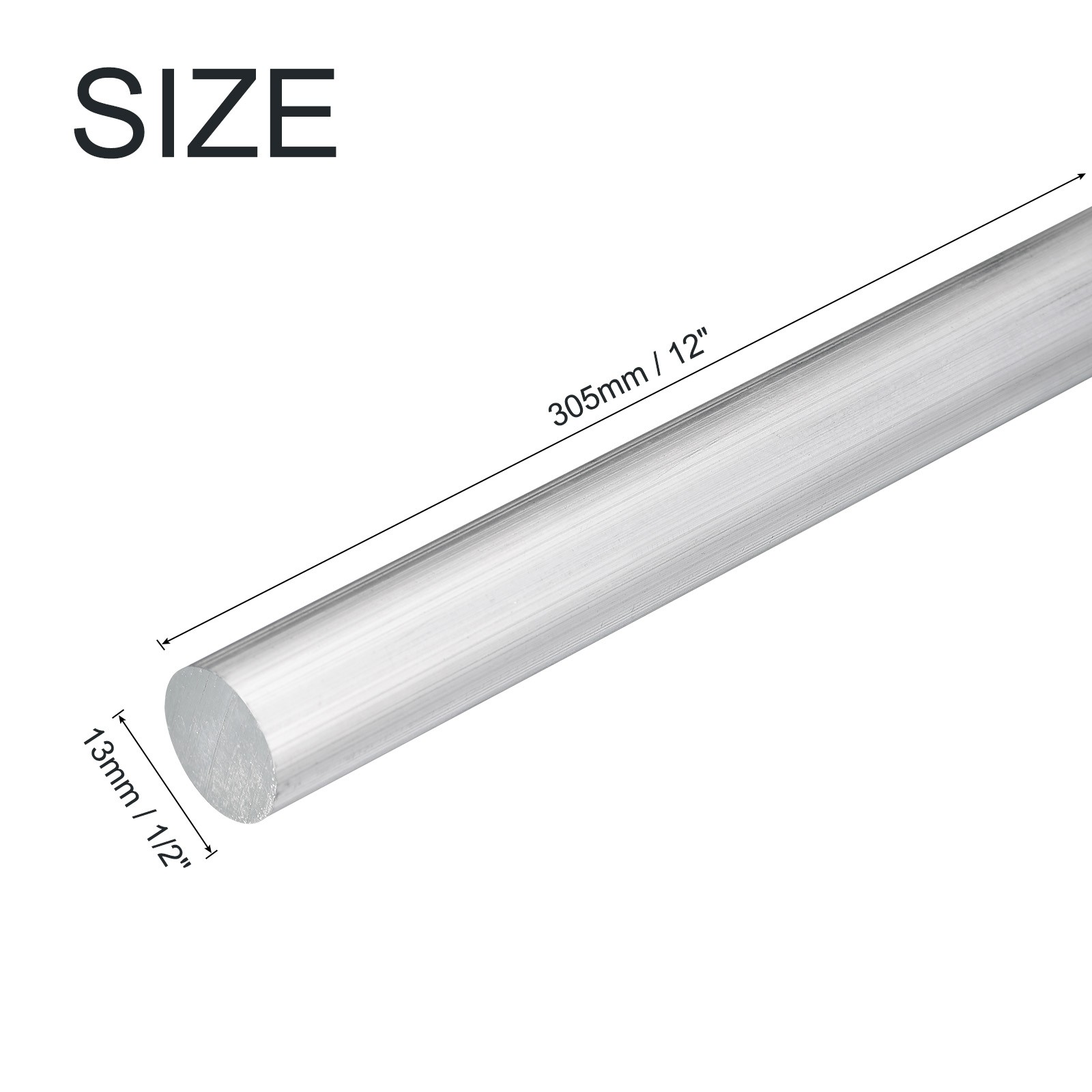 Aluminum Round Rod 1/2″ Diameter 6061 Solid Lathe Metal Bar 12″ L