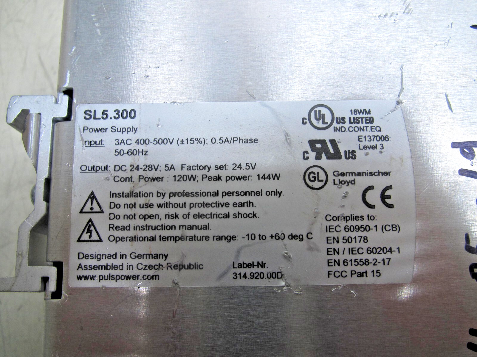 PULS SL5.300 DIN Rail Power Supply 3 Phase System Module FREE SHIPPING