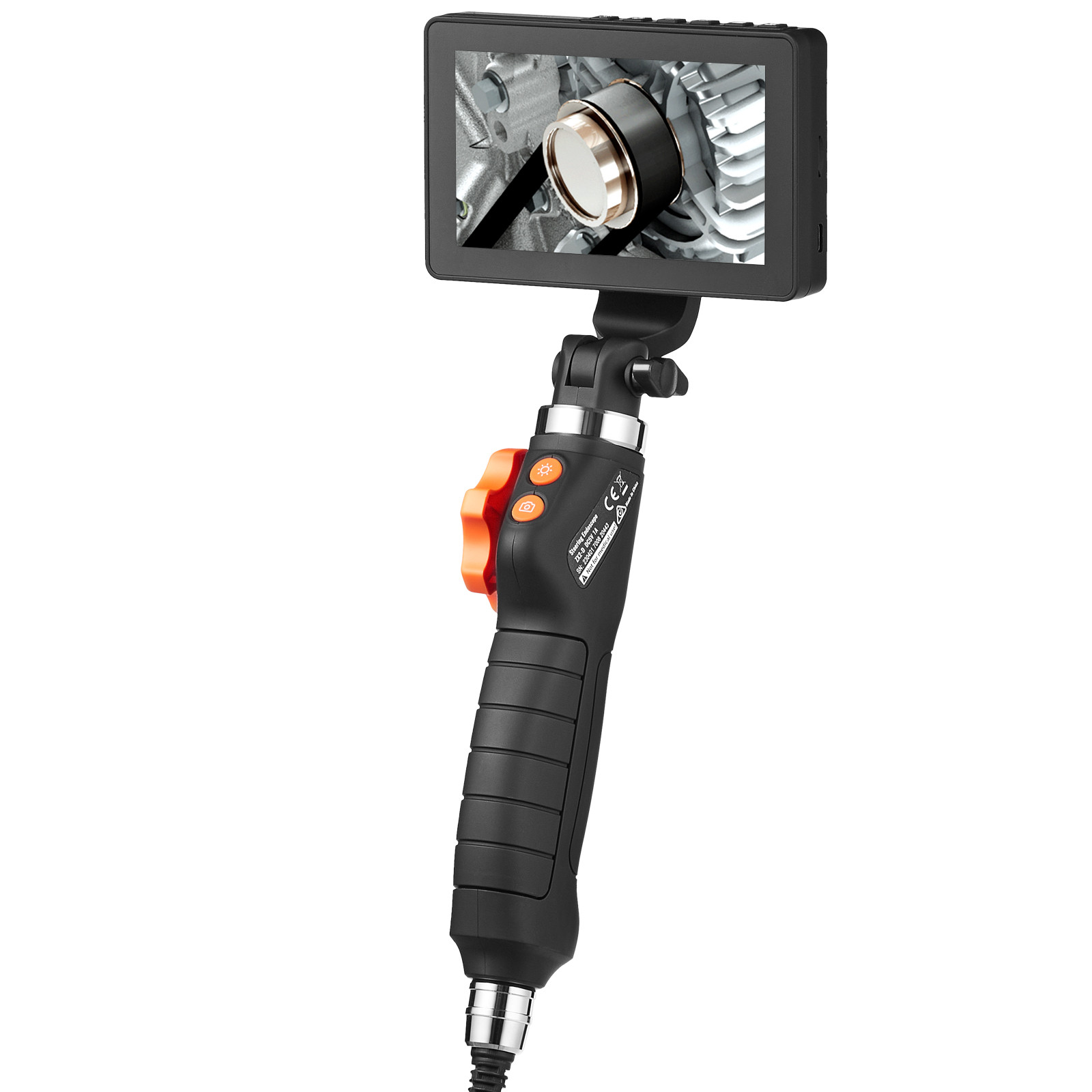 VEVOR Borescope Endoscope Two-Way 180° Articulating 5″ IPS 8X Zoom 6.4mm Lens