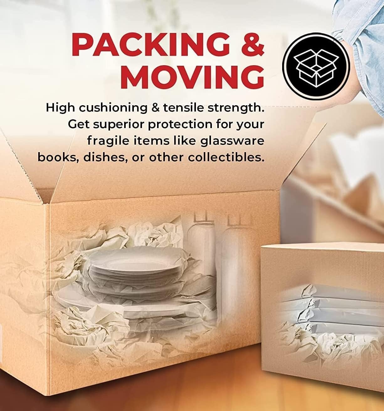 WAUPPY 200 Sheets Newsprint Packing Paper 200 Count (Pack of 1), white