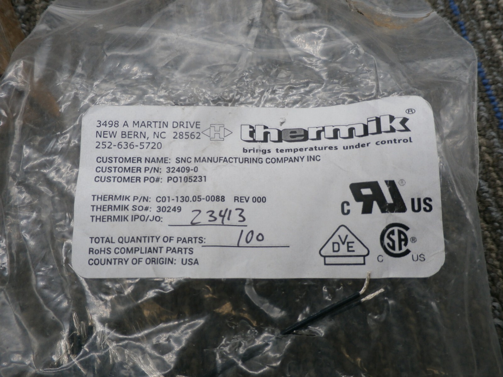 NEW 100 Pack Thermik Thermal Cut-Out Protector C01-130-05-0088 Potted p6835