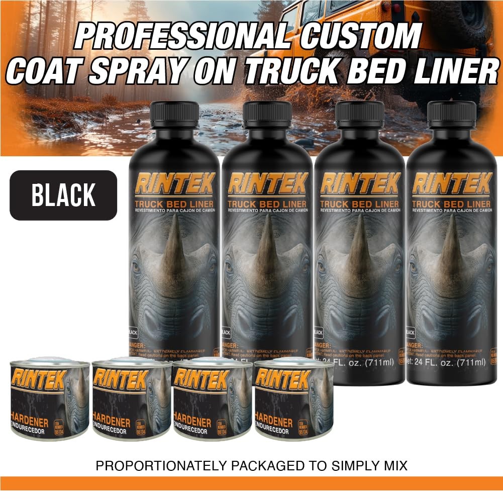 LAUCO Rintek Urethane Spray 8 Quart Kit Black Bedliner Coating, Heavy-Duty
