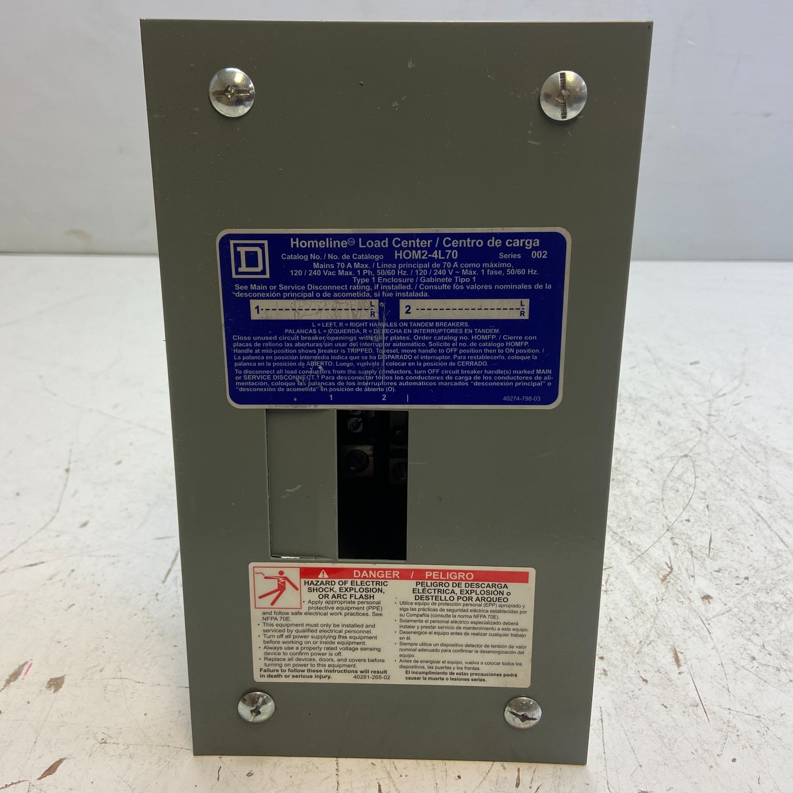 SQUARE D HOM2-4L70 Load center 1PH 3W 70A 120/240V
