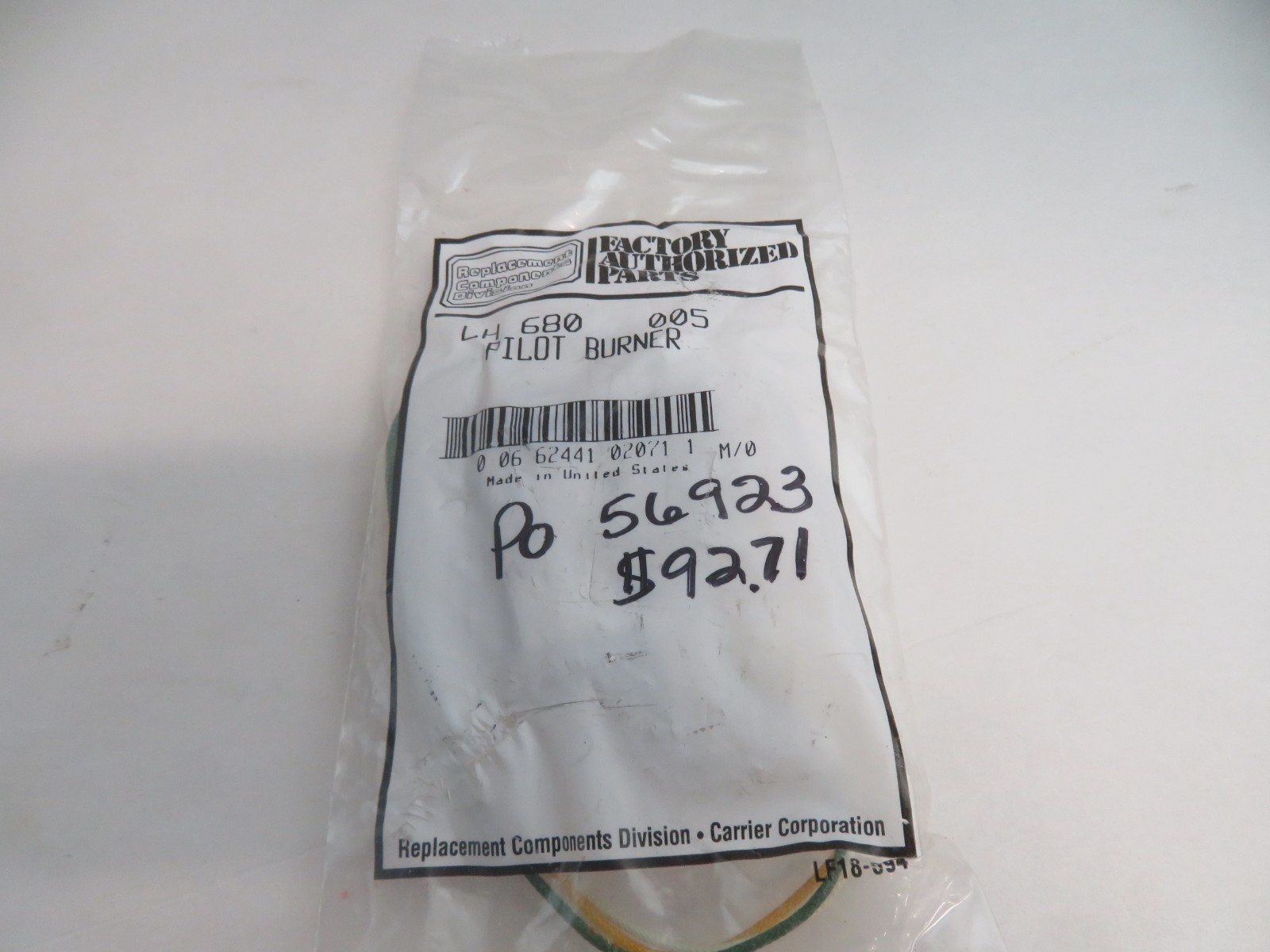 OEM Carrier Factory Authorized Parts Pilot Burner LH 680 005
