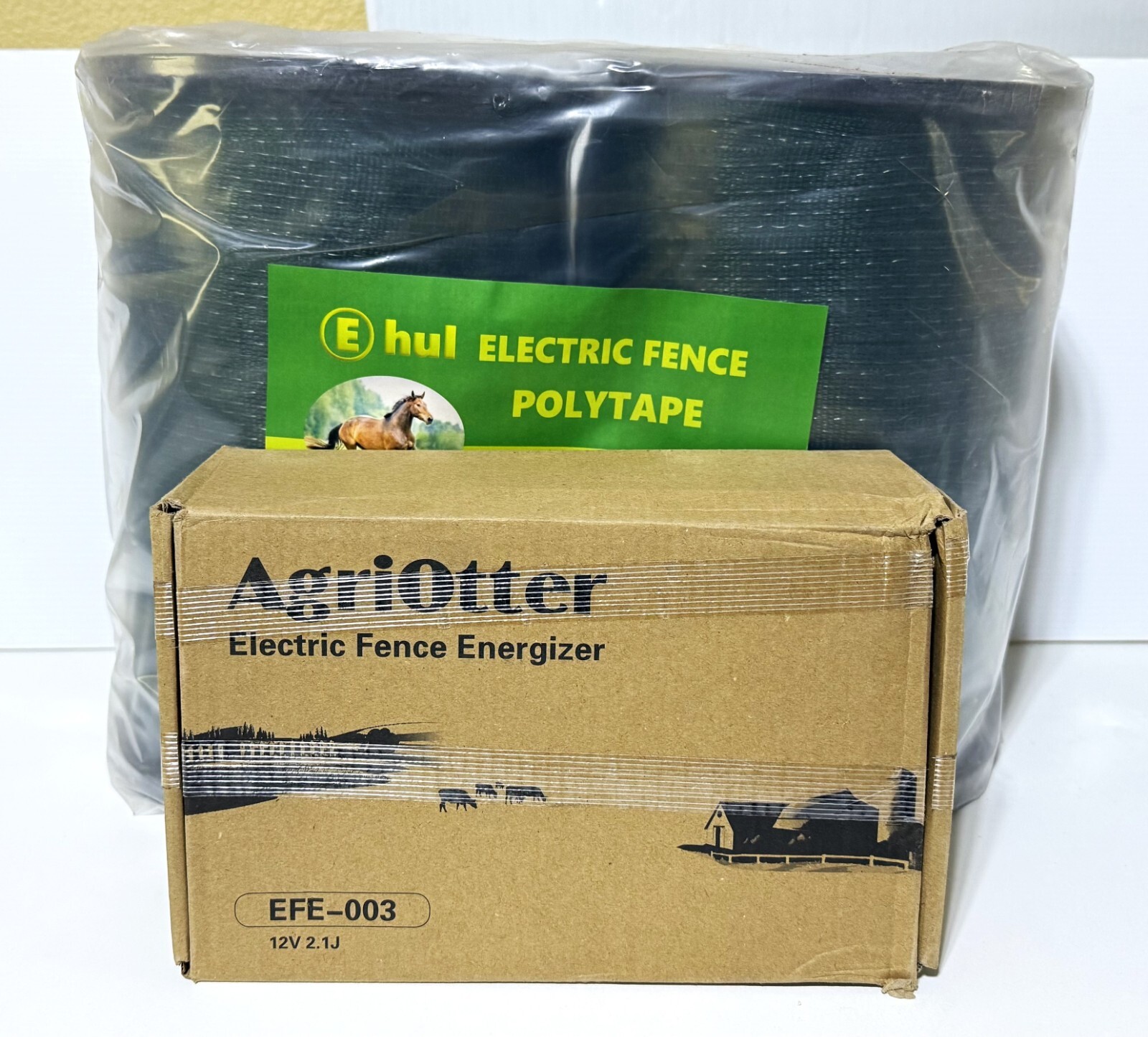 AgriOtter Electric Fence Energizer w/ 2 Spools Electric Fence polytape 1.5″ 575′