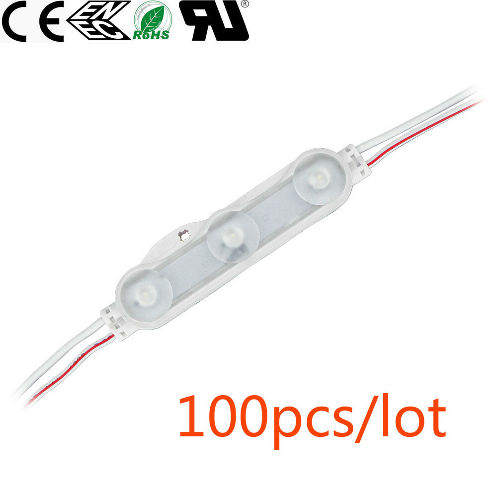 100pcs/lot SMD 2835 Waterproof LED Module 3 LED Chips White Light 1.5W
