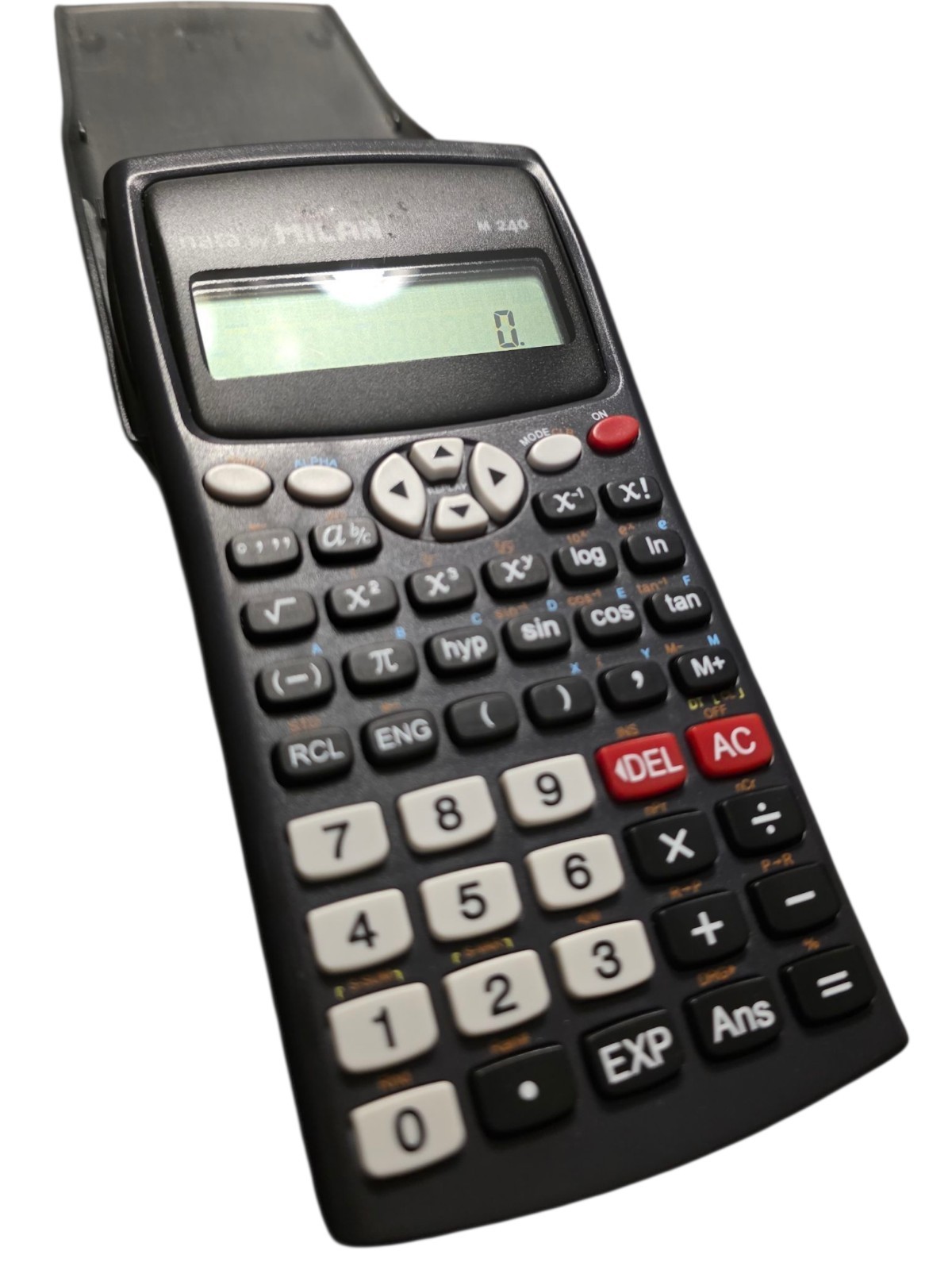Nata By MILAN Scientifica M240 Black Calculator 2 Lines 1918 Spain W/ Grey Cover