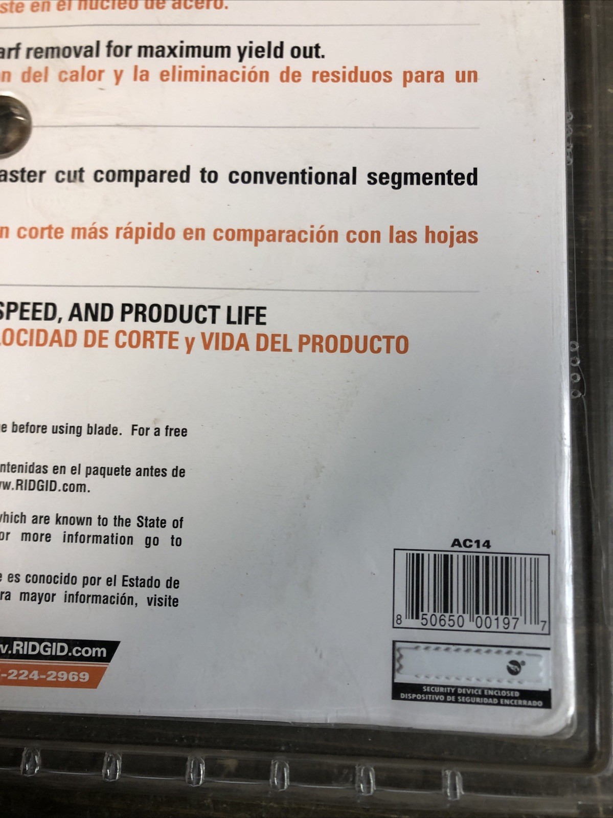 Ridgid 14″ Diamond Saw Blade AC14 All-Cut Masonry, Concrete, Brick, Block