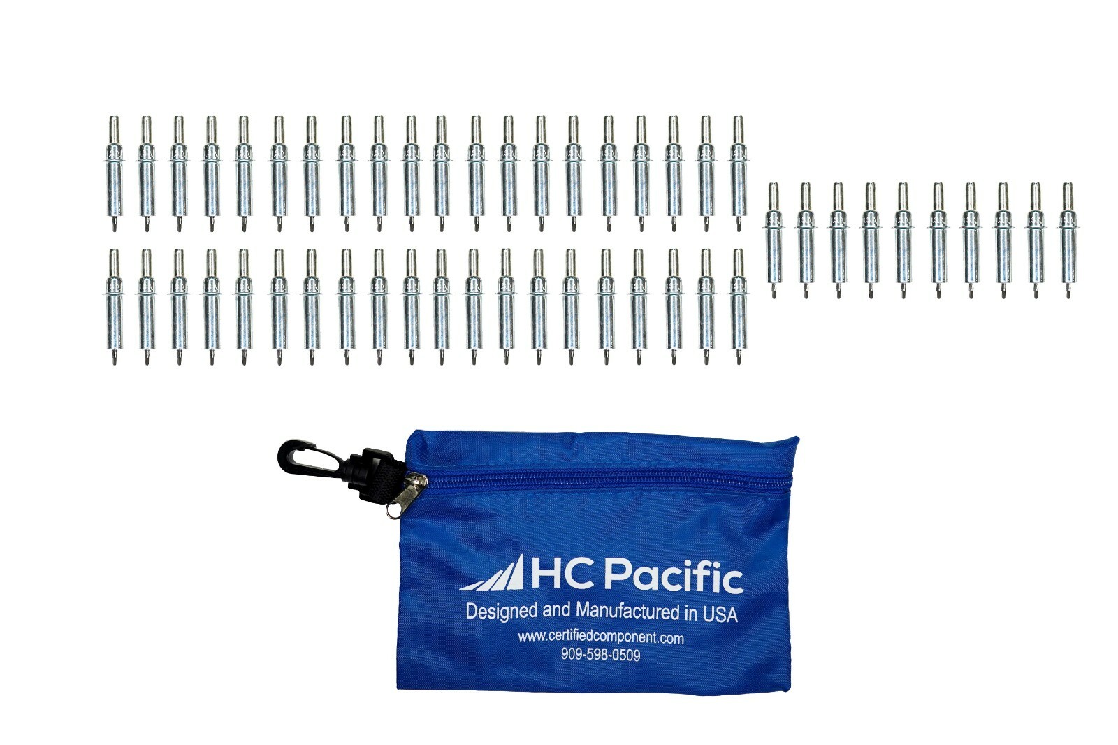 50 each C3/32 Cleco Fasteners & Pouch (Drill Size #40, Grip 0-1/4″) Made in USA