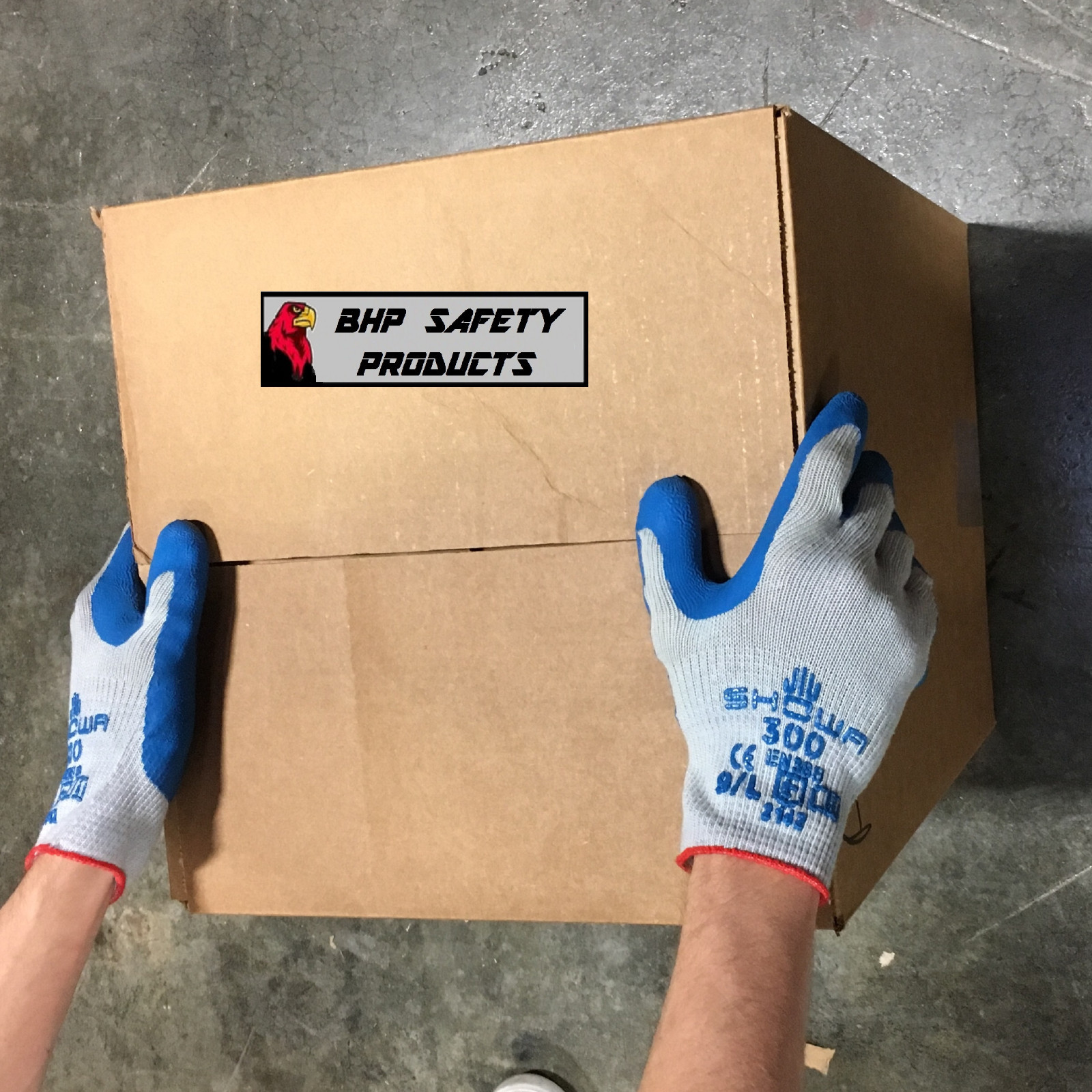 ATLAS FIT 300 SHOWA NATURAL LATEX PALM BLUE LARGE RUBBER WORK GLOVES (1 DOZEN)