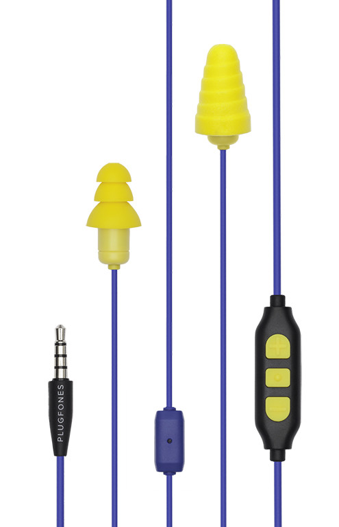 Plugfones Guardian Plus Earplug, Headphones, Blue/Yellow