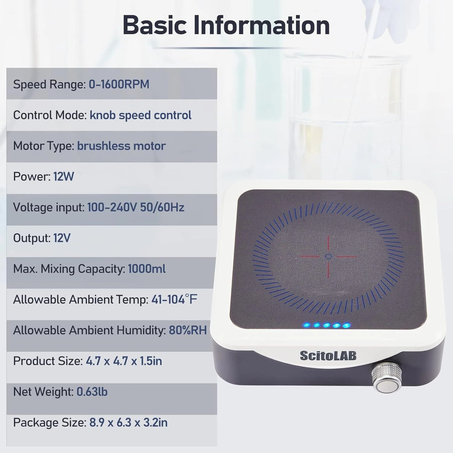 US Magnetic Stirrer Mixer 0-1600 RPM with Stir Bar Max 1000ml Stirring Capacity