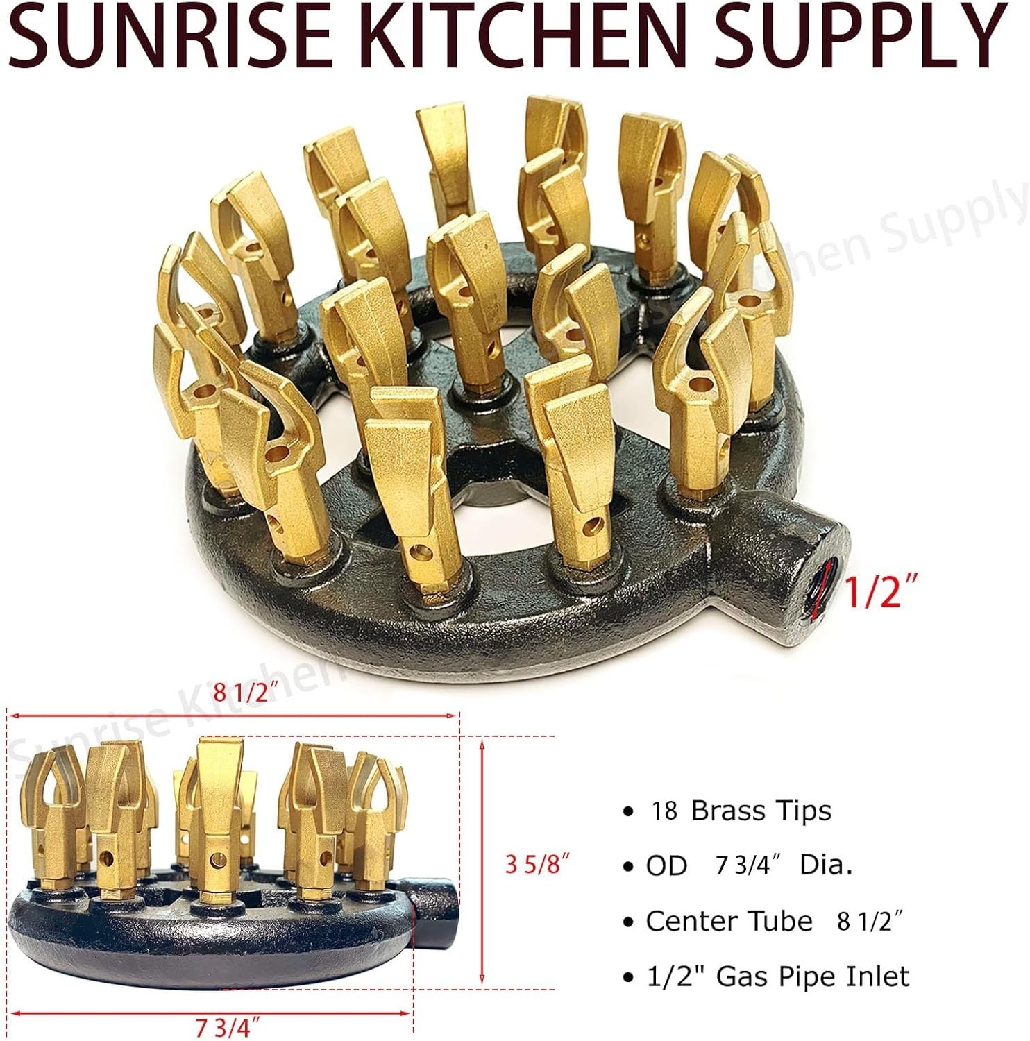 18 Duck Tips Natural Gas Jet Burner Cast Iron Body Copper Tips 7-3/4″ NEW!
