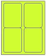 4″ x 5″ Chartreuse Fluorescent Labels – 4-Up on 8.5″ x 11″- 100 Shts (GL4050-CH)