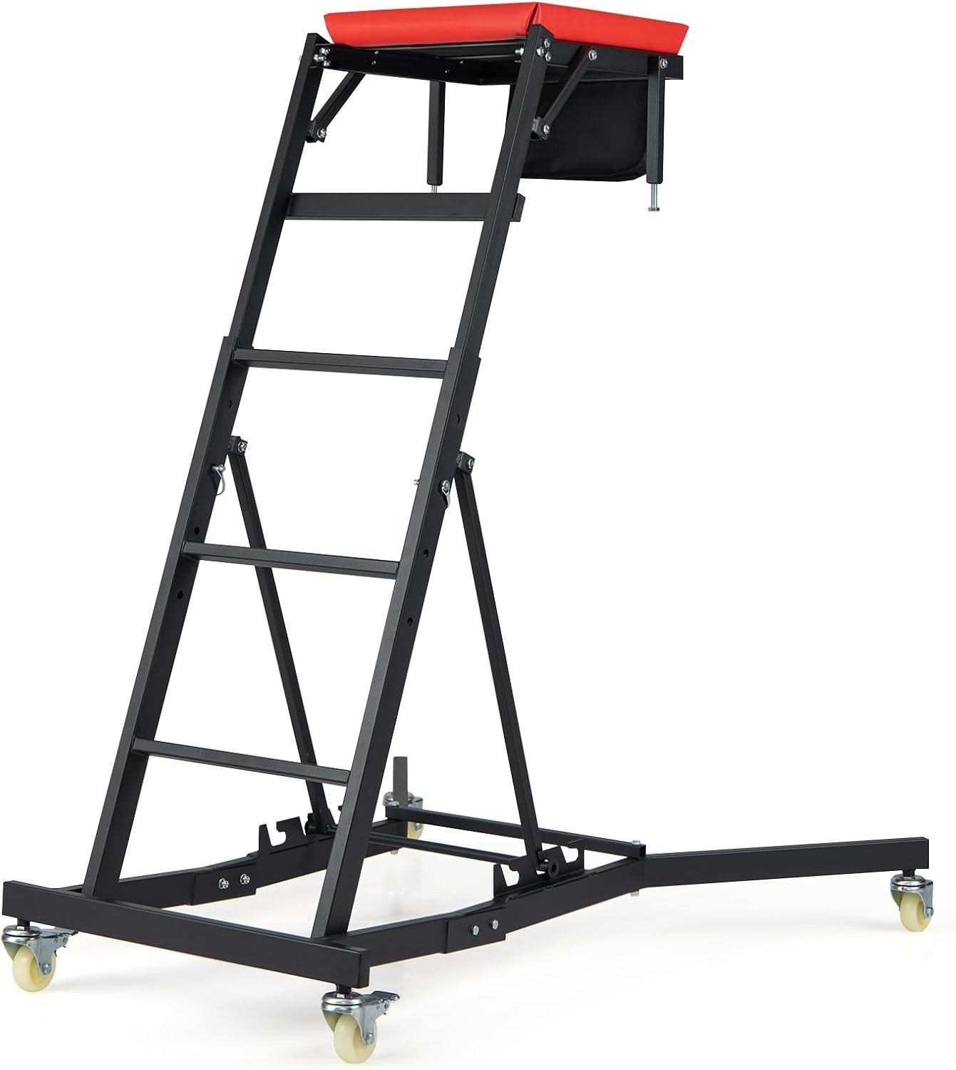 Foldable Topside Engine Creeper 42″-69″ Adjustable 400LBS Black Red