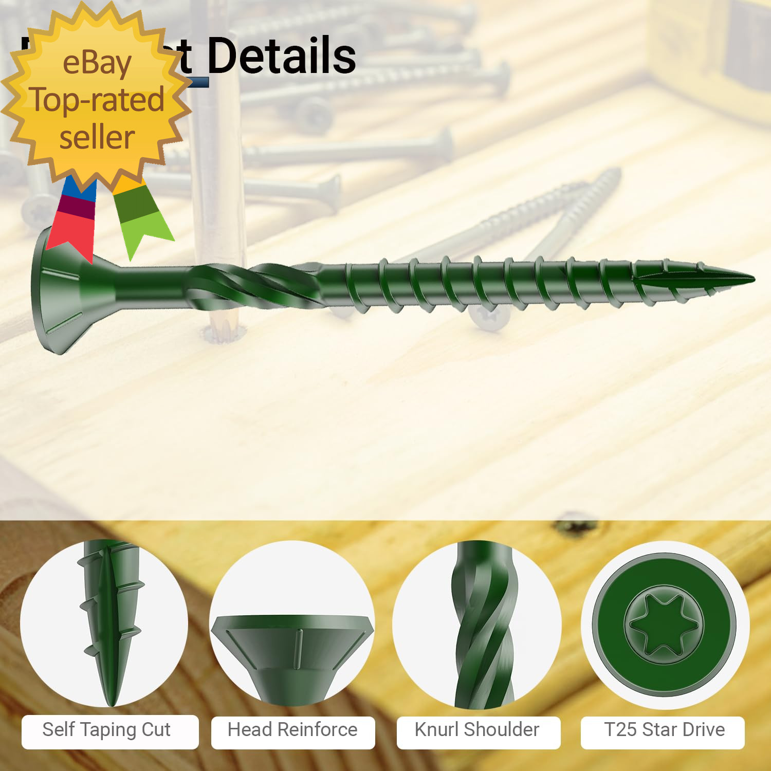Deck Screws 3 Inch 5Lb Rust Resistant, Green Epoxy Coated Outdoor Screw Torx