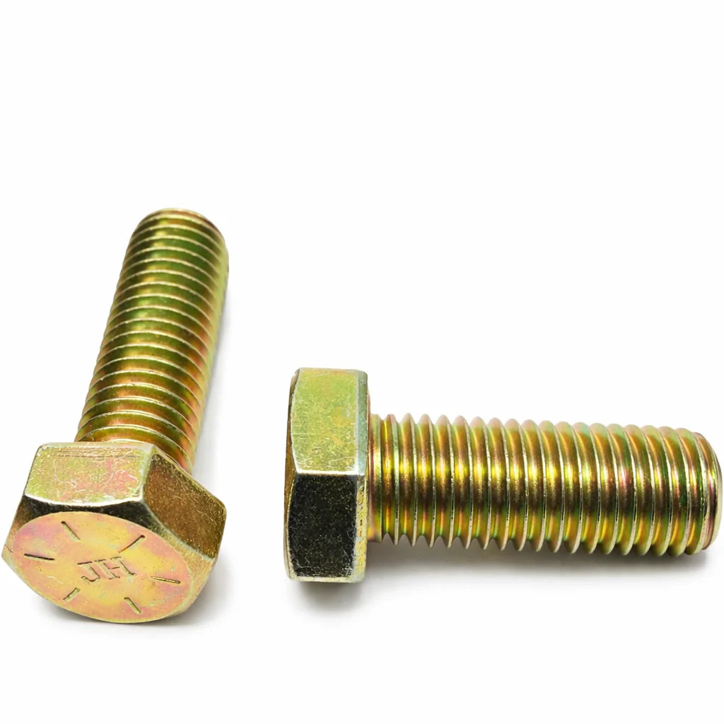 BULK BOX! 3/4″-10×2″ Hex Cap Screws Grade 8 Coarse CR+6 Bake Zinc-Yellow 100pcs